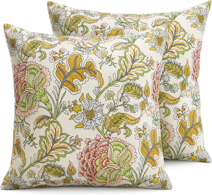 Outdoor Throw Pillows 18×18 Inch Pack of 2 Waterproof Decorative Throw Pillows with Inserts, Square Pillows for Garden Couch Sofa and Patio Furniture