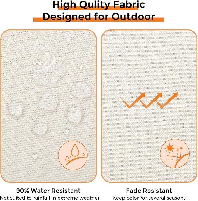 Magpie Fabrics Indoor Outdoor Cushion Cover Replacement 2 Pack, NO Insert! Water Repellent Slipcover with Ties Decor for Patio Garden Chair Sofa Bench Wicker(Recycled Cream White, 24x22x4 Inch)
