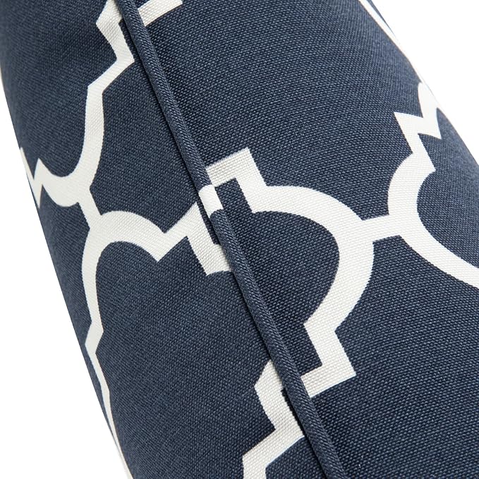 Outdoor Lumbar Pillows Water Resistant 12x20 inch,Decorative Throw Pillow Set of 2 with Insert,Hidden Zipper Headrests for Patio Furniture Sofa Couch Chair(Blue Geometry)