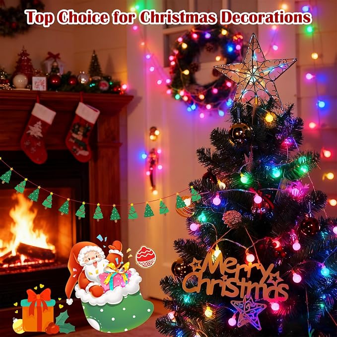 33FT 100LED Christmas Globe Lights Plug in 8 Modes with Remote,Indoor Outdoor Christmas Fairy Lights for Bedroom Party Wedding Garden Christmas Tree Decor(Multicolor)