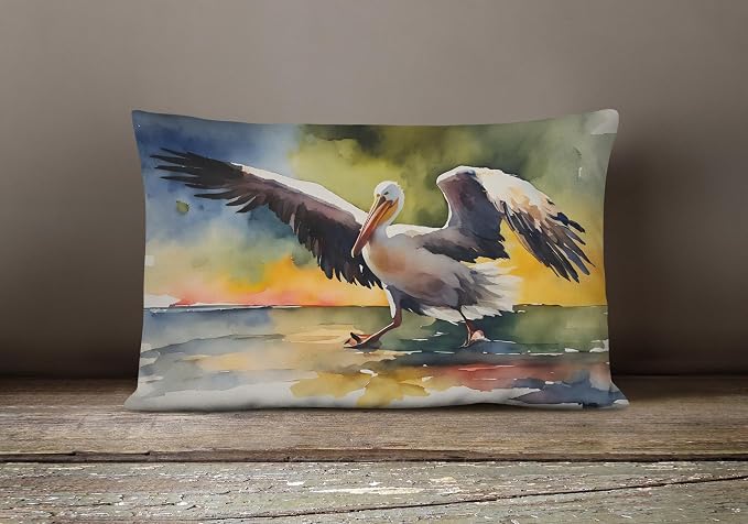 Caroline's Treasures DAC2851PW1216 Pelican Throw Pillow Machine Washable, Indoor Outdoor Decorative Pillow for Couch, Bed or Patio, 12HX16W