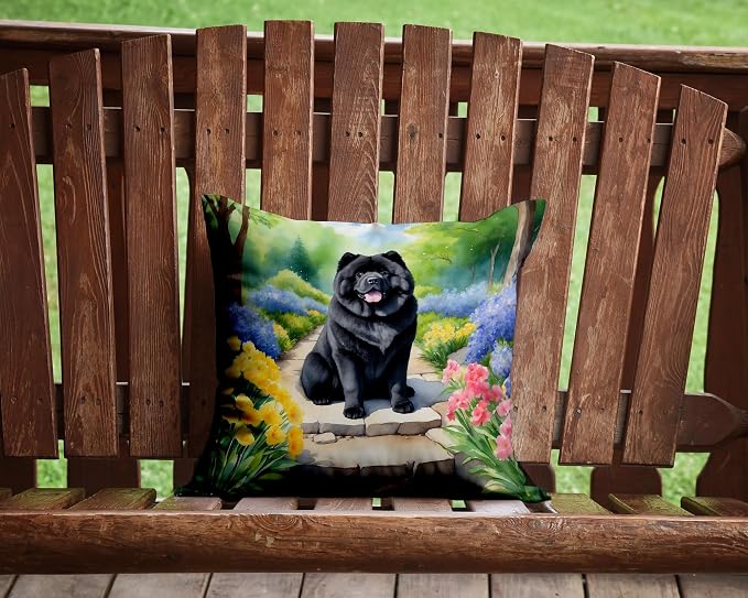 Caroline's Treasures Chow Chow Spring Path Throw Pillow Machine Washable, Indoor Outdoor Decorative Pillow for Couch, Bed or Patio, 14Hx14W