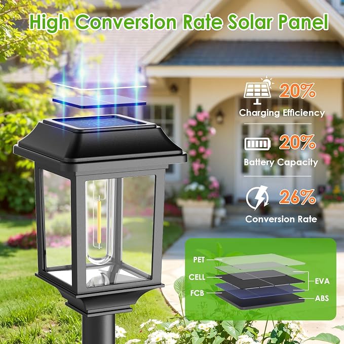 Mancra Solar Outdoor Lights Waterproof, 8 Pack Metal Glass Solar Pathway Lights Outdoor Lighting Garden Decor for Landscape Path Yard Patio Driveway (Cool White)