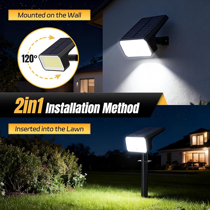 Solar Spot Lights Outdoor Waterproof, 4 Pack, 118 LED Cool White | IP67, 4 Modes Auto On/Off, for Yard Garden Pathway Walkway Tree Patio Driveway