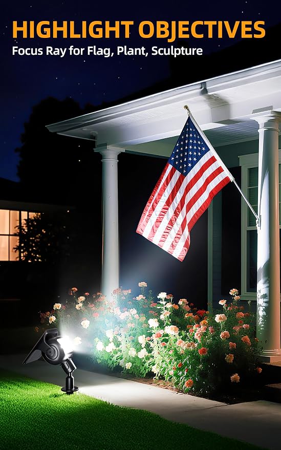 ROSHWEY Solar Spot Lights Outdoor, Waterproof Spotlights with 2 Brightness Mode, Landscape Lighting Solar Lights for Garden, Yard, Pathway (Cool White, 6 Pack)