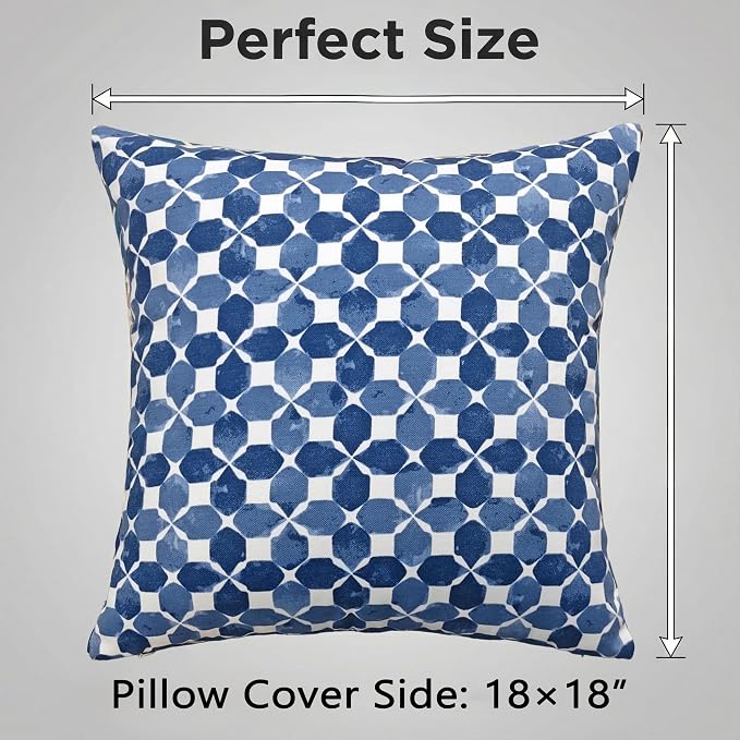 JMGBird Blue Throw Pillows Outdoor Pillow Inserts Included | 18x18 Outdoor Pillows Waterproof Outdoor Throw Pillow set of 2 Outdoor Patio Pillows for couch