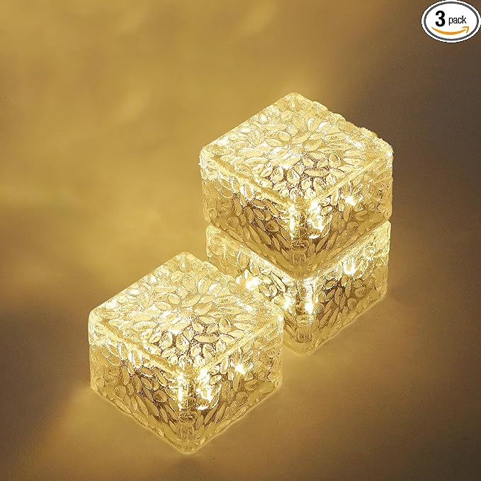 MLKNK Solar Brick Lights-Outdoor Solar Lights for Yard 3 Pack Garden Decor | Solar Brick Landscape Path Light for Pathway Patio Walkway Backyard Decoration