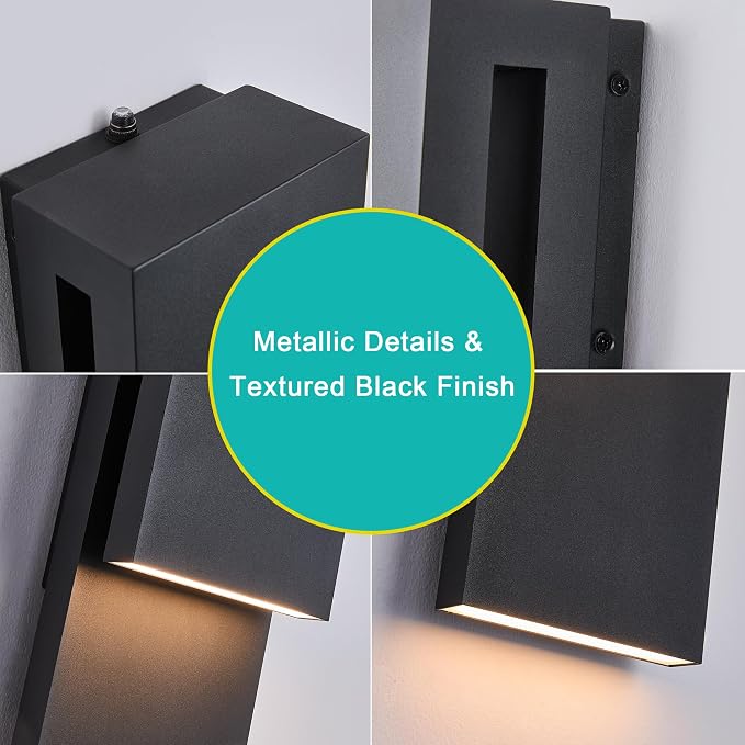 Tarentlight Dusk to Dawn Outdoor Wall Lights 2 Packs,Modern Minimalist Outdoor Fixture Wall Mount,Anti-Rust Sturdy & Sleek Outside Lights for House Porch Garage Patio,3000K 17W Integrated LED