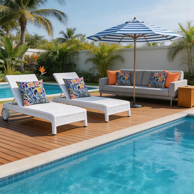 JMGBird Outdoor Lumbar Pillows Outdoor Accent Pillows for Outdoor Furniture | Water-Resistant Outdoor Pillows, 18x18 inch Pomegranate Pattern Throw Pillows with Inserts for Patio Furniture