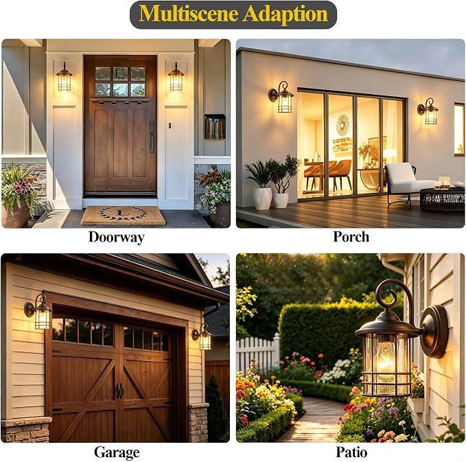MICSIU 2 Pack 5.5" Narrow Oil Rubbed Bronze Vintage Farmhouse Porch Light | Max 23W 9.8 Inch Outside Fixture, Waterproof Farmhouse Outdoor Wall Sconce for Slim Column, Patio, Front Door Sidelight