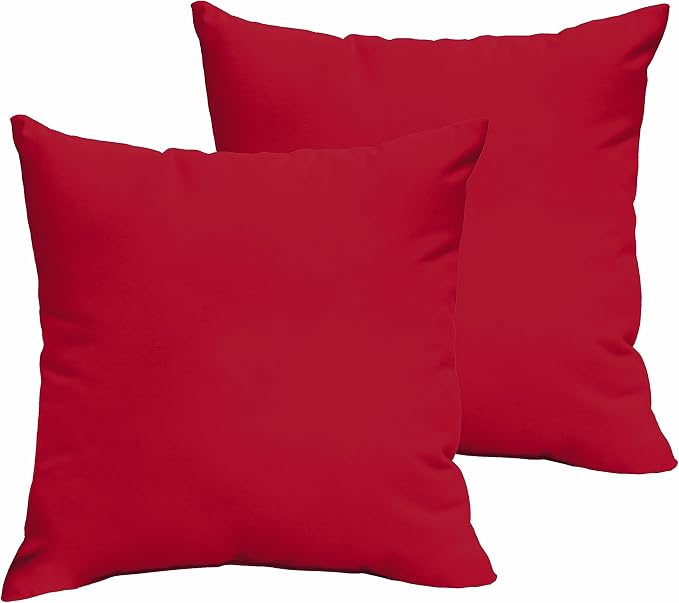 Sorra Home x Sunbrella - Indoor/Outdoor Square Pillows (Set of 2), Canvas Jockey Red