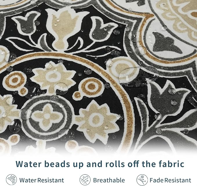 DYTXIII Pack of 2 Outdoor Waterproof Pillow Covers ONLY, 18"x18" Square Decorative Double Printed Throw Pillow Cases for Patio Couch Porch Furniture, Vintage Medallion