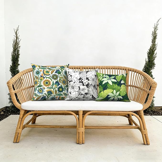 Outdoor Pillow Covers 16x16 Inch Set of 2 Waterproof Decorative Throw Pillow Covers Patio Pillow Cases for Patio Furniture Garden Couch Farmhouse,Fiesta Floral