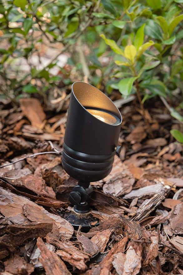 VOLT Fat Boy 12V Brass Outdoor Spotlight (Black) | Lamp Ready, Low Voltage, Ideal for Landscape Lighting of Yard Lawn Garden Patio Trees & House