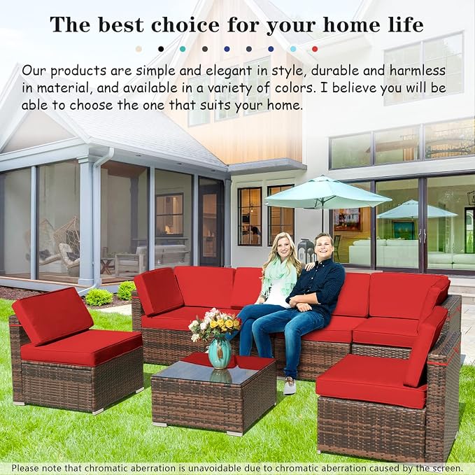 14 Piece Outdoor Patio Cushion Covers, Red | Replacement, Cushion Slipcovers, Water-Resistant, With Zipper