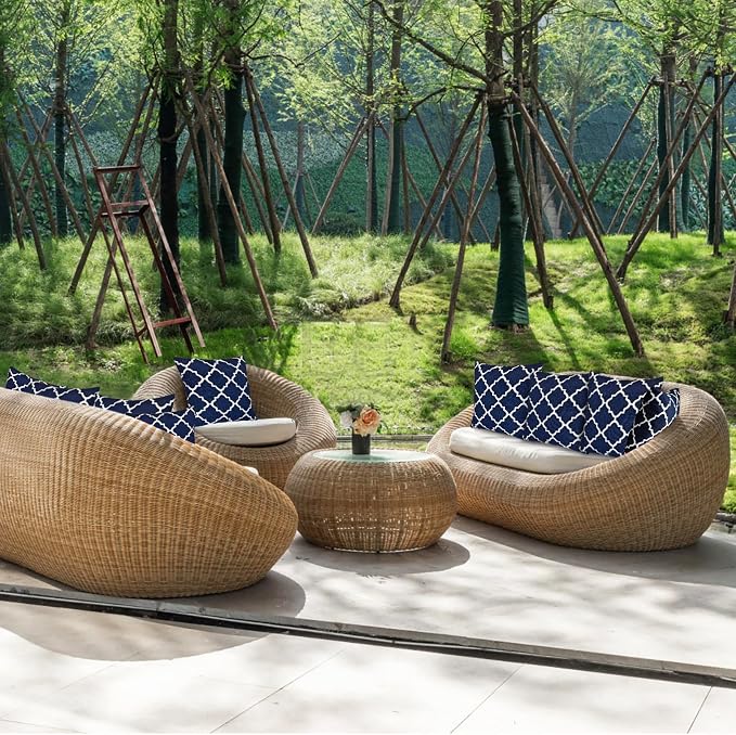 JMGBird Navy Blue Outdoor Pillows Waterproof Outdoor Pillow Cover with Insert