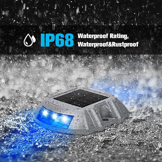 VOLISUN Solar Deck Driveway Dock Lights,Solar Pathway Lights,Blue 20 Pack | Solar Powered LED, IP68 Waterproof Led Outdoor Warning Step Marine Lights for Sidewalk Garden Yard