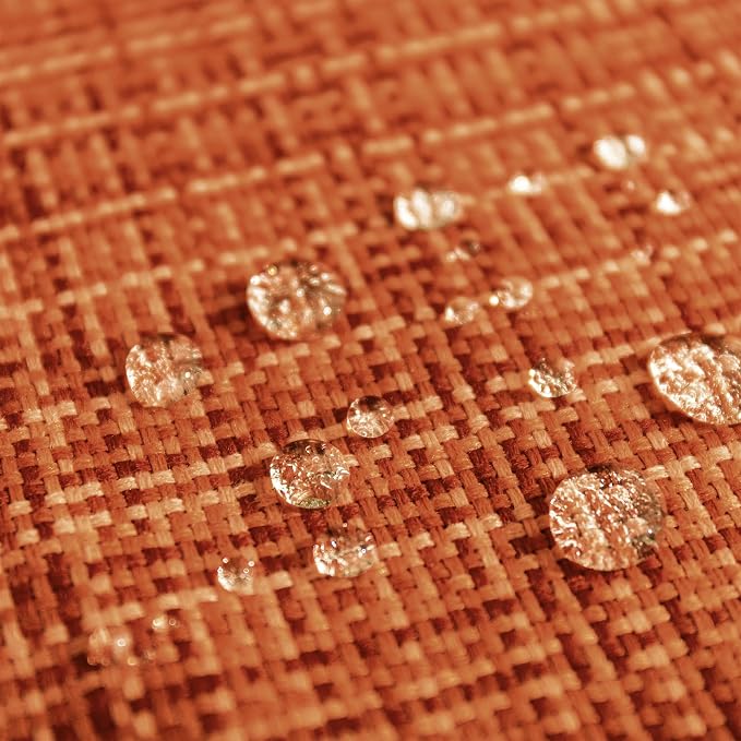 Kevin Textile Outdoor Waterproof 12"x24" Pillow Covers 2 Pack, Burnt Orange | Fall Water Resistant, Faux Linen Yarn-dyed, Woven Texture Throw Pillow Covers for Tent Patio Garden Couch Sofa