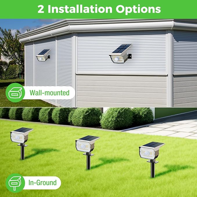 nipify Solar Lights Outdoor Waterproof, Motion Sensor Spot Landscape Light | 4 Pack/3 Modes/56 LED, Cool White, Waterproof, Solar Powered, Landscaping, Lighting for Outside Pathway Yard Garden Walkway