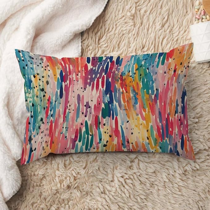 Lumbar Pillow Cover Make It Rain Fiesta Pillowcase Rustic Rainbow Colorful Pillow Cover Accent Decorative Cushion Cases Home Decor for for Sofa Bed Couch Chair Patio 16x26in
