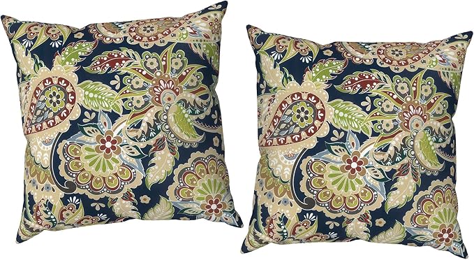 Outdoor Throw Pillow Covers 18x18 Inch, Decorative Pillow Covers for Patio Furniture, Paisley Sapphire Blue Modern Cushion Cases for Garden Couch Home Sofa, Pack of 2