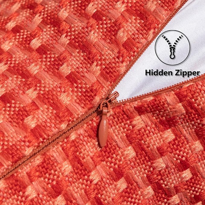 Kevin Textile Outdoor Waterproof 22"x22" Pillow Covers 2 Pack, Red | Water Resistant Weaving Faux Linen Texture Throw Pillow Covers, Outside Decorative Pillowcases for Garden Patio Balcony Couch