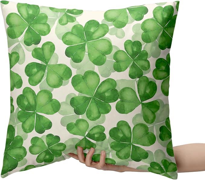 Saint Patricks Day Pillow Covers 24x24 Green Clover Pillow Case Set of 2 Lucky Charm Throw Pillow Covers St Patricks Cotton Blend Cushion Case for Living Room Sofa Couch