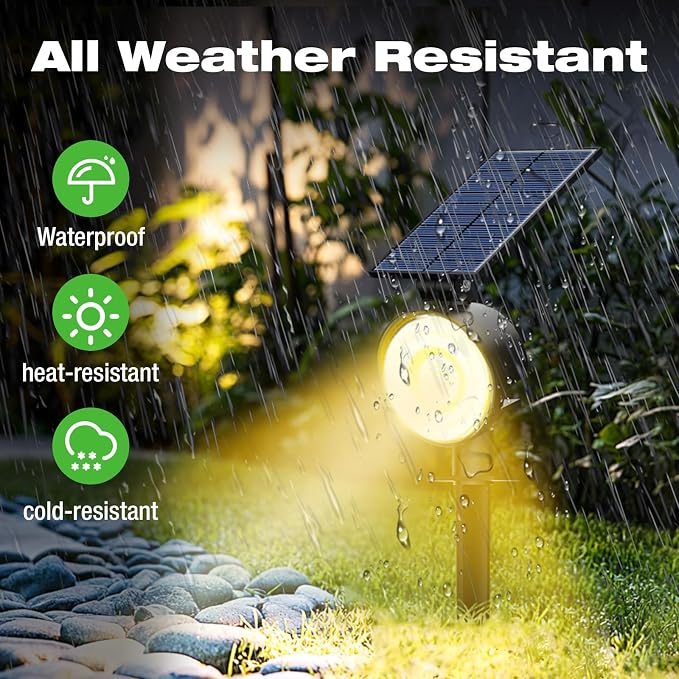 nipify Solar Spot Lights Outdoor Waterproof, Landscape Spotlights | Warm White, 6 Pack/53 LED/3 Modes, Adjustable Solar Panels, Auto On/Off, Uplights Lighting for Outside Tree Yard Flag Garden