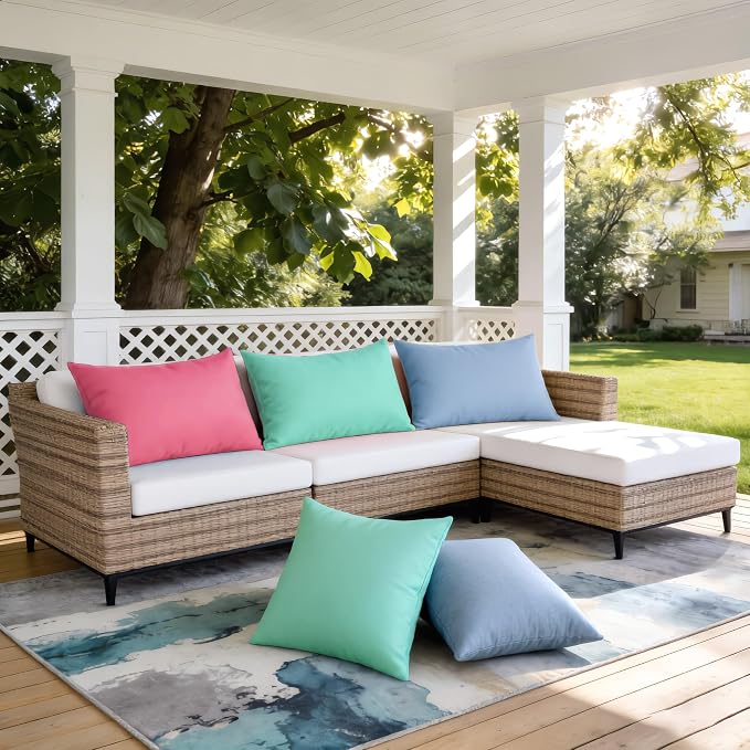 Outdoor Pillow Covers Waterproof Cushion Covers Patio Pillows Case 2 Pack | 20x12inch, Solid, Seamless, Hidden Zipper,Pecet for Porch Decoration,Patio Furniture,Outdoor Couch, Balcony,Garden Bench