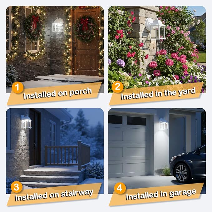 Outdoor Wall Light Fixture, Rustproof Aluminum, Clear Glass, LED | Exterior Porch Light Wall Sconce Lantern for House, Patio, Garage, Waterproof Anti-rust, 9.5W 800 Lumen, 5000K, White, 1 Pack