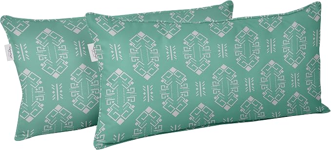 Indoor/Outdoor Polyester Fabric Lumbar Pillow Cover, All-Weather Waterproof Rectangular Cushion Case for Patio Furniture, 12 x 18 Set of 2 - Abstracts-27