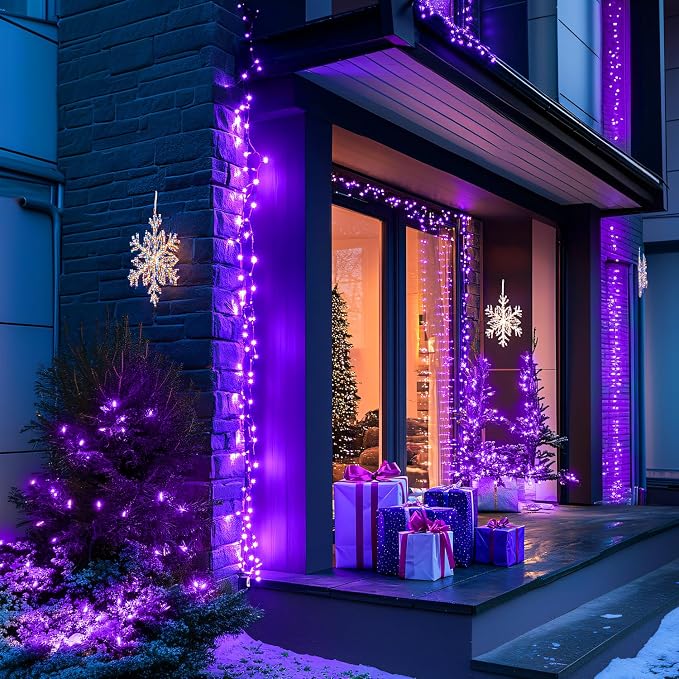 JMEXSUSS 150 LED Purple String Lights, Connectable Halloween Lights Indoor | 59Ft Purple Christmas Lights, 8 Modes Twinkle Fairy Light for Room Outdoor Tree Party Bedroom Home Christmas Decorations