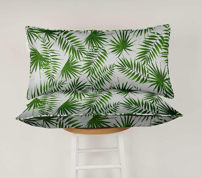 Indoor/Outdoor Polyester Fabric Lumbar Pillow Cover, All-Weather Waterproof Rectangular Cushion Case for Patio Furniture, 12 x 24 Set of 2 - Leaves-76