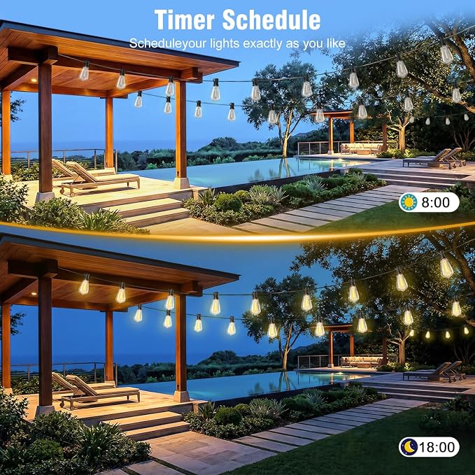 50ft-LED-Lights-Outdoor-Waterproof-String Lights-Patio-Outside-Porch-Backyard-Garden-Gazebo-Yard-Deck-Balcony-Party-Camping-House-Hanging-Lighting-Bulb-Remote-Bluetooth-Hanging-Edison-ST38