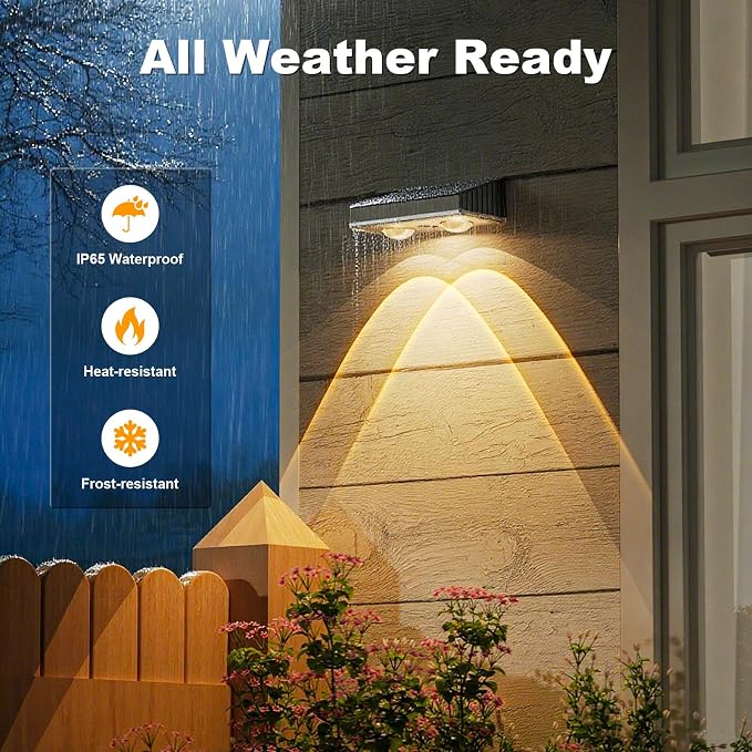 Solar Fence Lights,12 Pack Deck Light,Led Lights Warm White Outdoor Wall Lights,IP45 Solar Powered Light Waterproof for Backyard/Pool/Railing/Patio/Porch/Step/Outside/Garden (Black)