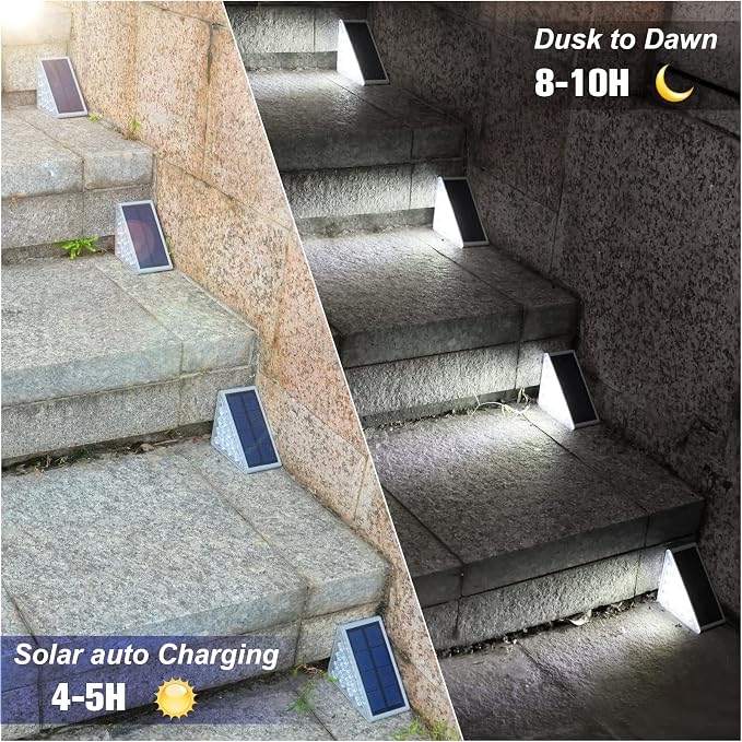 VOLISUN Solar Stair Lights 24 Pack, Solar Step Lights Waterproof IP67, Outdoor Step Light with 13 LEDs, Outdoor Lighting Decor for Yard Stair, Patio, Front Step, Front Porch and Deck(Cool White)