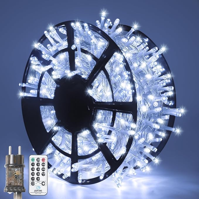 JMEXSUSS 168FT 600 LED White Christmas Lights Outdoor with Remote | Cool White String Lights Indoor Plug in Twinkle Christmas Tree Light for Room Party Wedding Festival Birthday Party Decor
