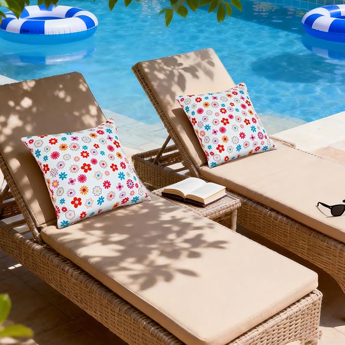 Eternal Beauty 18" x 18" Set of 2 Outdoor Pillow Covers Decorative Pillow Covers for Fall Couch Pillows (Multicolored Flower, 18" x 18" (Pack of 2))