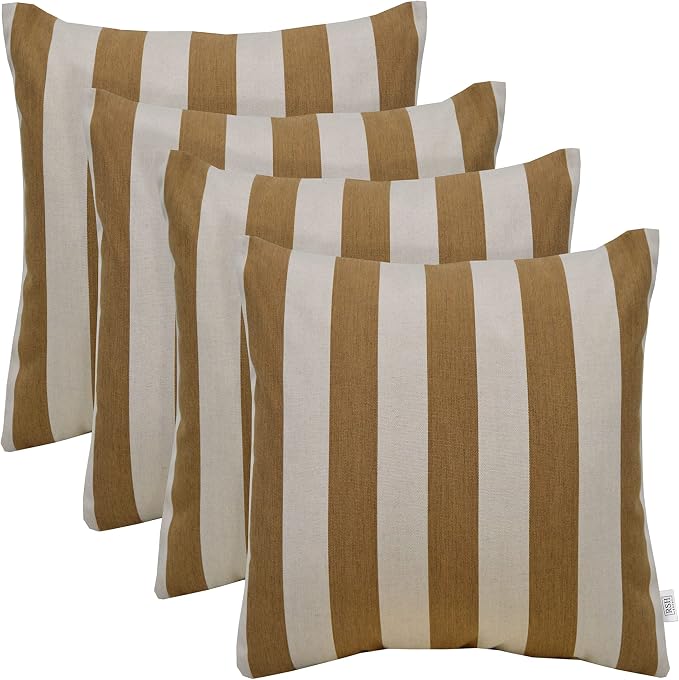 RSH DECOR: Sunbrella Square Throw Pillows Set of 4 | 24" x 24" | Water and Fade-Resistant Performance Fabric | Outdoor Pillow Covers with Down-Alternative Inserts | Maxim Heather Beige
