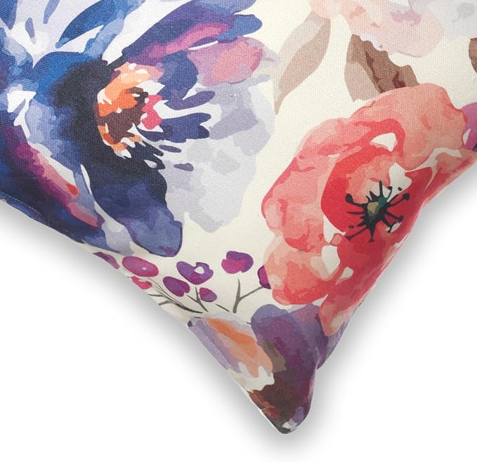 Fab Habitat Indoor/Outdoor Throw Pillow Made from Recycled Polyester Yarn - Stain Resistant, Machine Washable, Insert Included - Floral - Patio, Deck, Living Room - Watercolor Garden Multi (20" x 20")