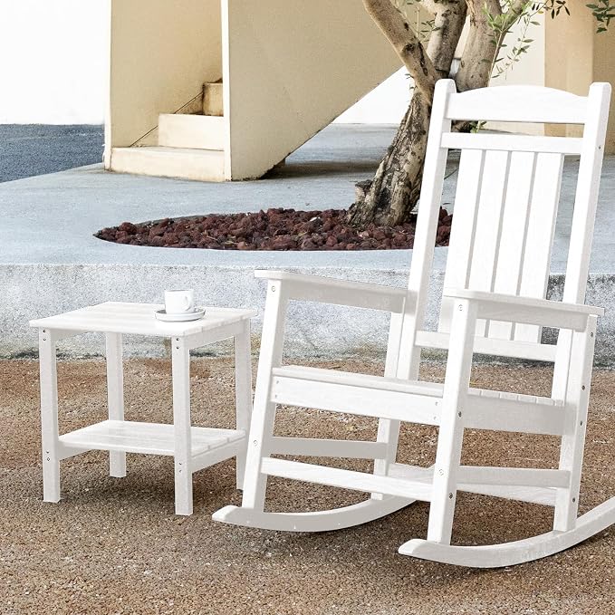 KINGYES Double Side Table, Adirondack End Table- White