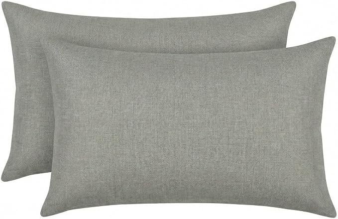 RSH DECOR: Sunbrella Lumbar Throw Pillows Set of 2 | 20" x 12" | Water and Fade-Resistant Fabric | Outdoor Pillow Covers with Down-Alternative Inserts | Spectrum Dove - Made in USA