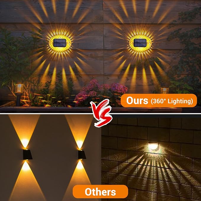 LYHOPE Solar Fence Lights Outdoor, IP65 Waterproof Solar Light for Outside, 12 Pack Deck Light for Backyard, Railing, Patio, Deck Fence, Stair Railings and Wall (Warm Yellow)