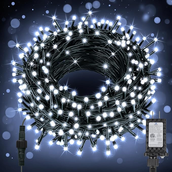 66ft 200 LED Christmas StringLights, End-to-End Plug 8 Modes Christmas Lights with Timer, OutdoorIndoor Fairy Lights Christmas Tree, Patio, Garden, Party, Wedding, Holiday, Cool White