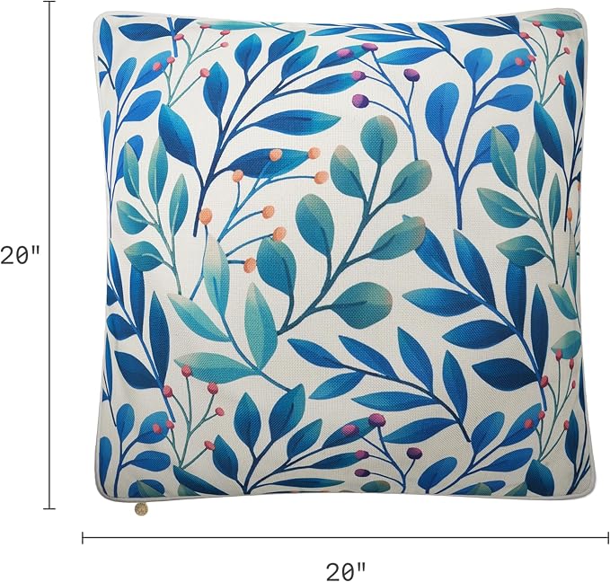 Fab Habitat Indoor/Outdoor Throw Pillow Made from Recycled Polyester Yarn - Double Sided, Stain Resistant, Machine Washable - Patio, Porch, Living Room - Rainforest - White Multi Floral (20" x 20")