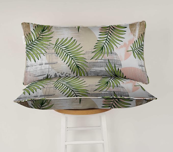 Indoor/Outdoor Polyester Fabric Lumbar Pillow Cover, All-Weather Waterproof Rectangular Cushion Case for Patio Furniture, 12 x 18 Set of 2 - Tropical-29