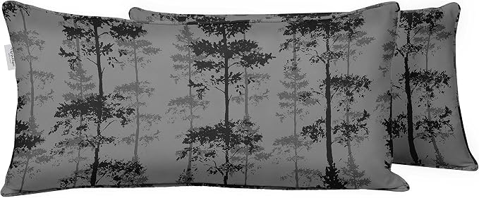 Indoor/Outdoor Polyester Fabric Lumbar Pillow Cover, All-Weather Waterproof Rectangular Cushion Case for Patio Furniture, 16 x 24 Set of 2 - Tree-76