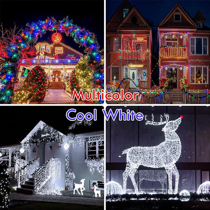 100 LED Connectable String Lights, 33FT Christmas Lights Outdoor Indoor | Multicolor, 13 Modes, Timer, Clear Wire Waterproof Twinkle Fairy Lights Plug in for Bedroom Classroom Patio Xmas Tree Decor