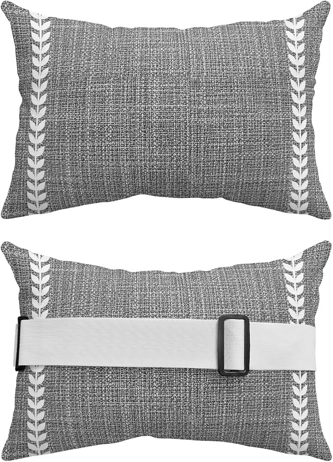 Vertical Stripes Outdoor Lumbar Pillows 11x16 Set of 2, Modern Rustic Simple Lines Art Black Gray Waterproof Throw Pillow Covers with Insert, Decorative Pillowcase Cushion for Couch Sofa Bed
