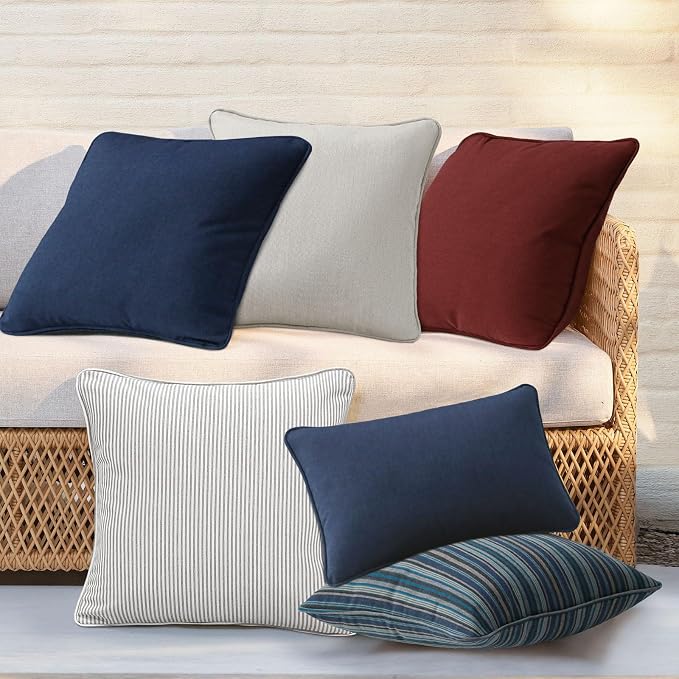 Unimatta Outdoor Sunbrella Decorative Throw Pillow Covers Only, Pack of 4, 17"x17" & 20"x12" Water Repellent Replacement Lumbar Pillow Case for Patio, Couch, Sofa and Patio Furniture, Spectrum Brick